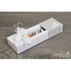 Boîte à dragées mariage gris et blanc